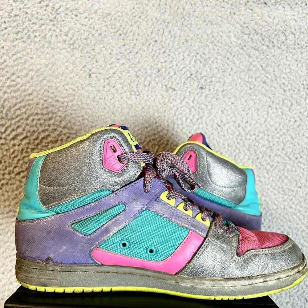 Vintage Y2K DC Shoes Women Rebound High SE Skateboard Sneakers Neon Size 10 US